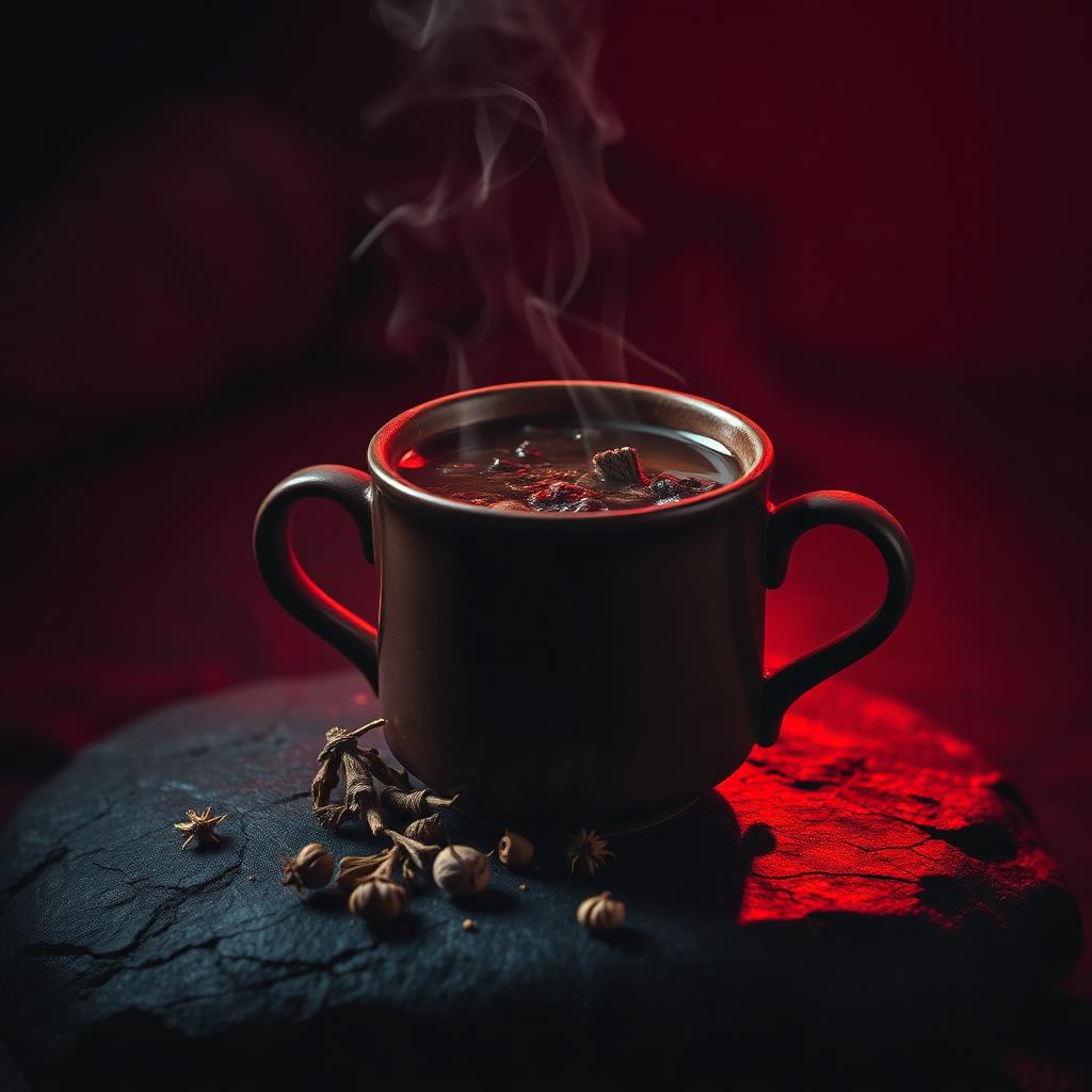 Caneca fumegante com chá de ervas medicinais